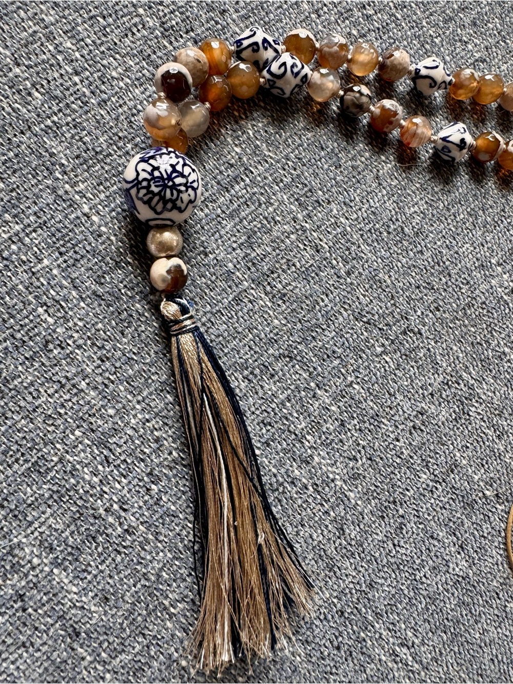 J. Jill Brown and Cream Beaded Tassel Necklace - Picture 2 of 3